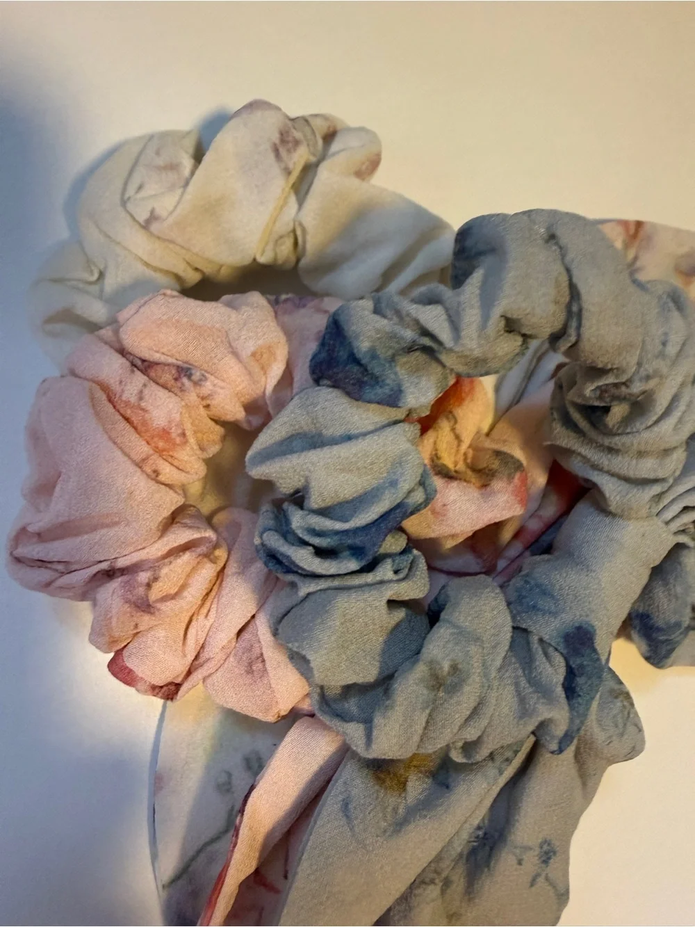 set of 3 : LoveShackFancy Floral Bow Scrunchie Set of 3 - Pink, Blue, Cream